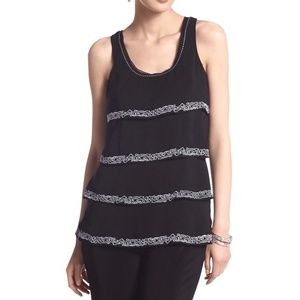 White House Black Market Embroidered Tiered Top XS